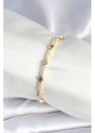 BFS Pirinç Gold Renk Zirkon Taşlı Kadın Bileklik