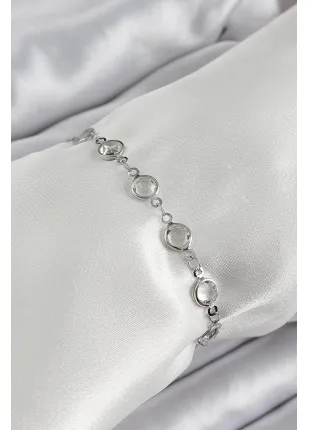 BFS Pirinç Gümüş Renk Zirkon Taşlı Bileklik