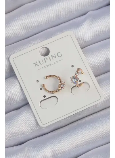 Xuping Rose Renk Zirkon Taşlı Yıldız Model Earcuff Küpe