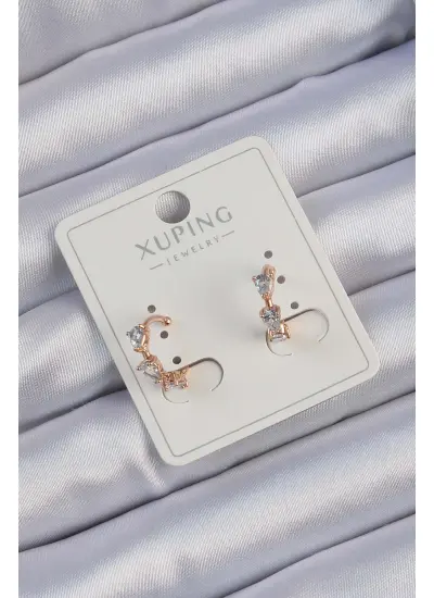 Xuping Rose Renk Damla Zirkon Taşlı Earcuff Küpe