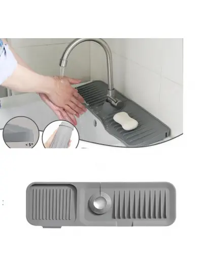 Elastik Mutfak Banyo Musluk Matı Düzenleyici Kaydırmaz Taban Organizer Lavabo Kenar Matı