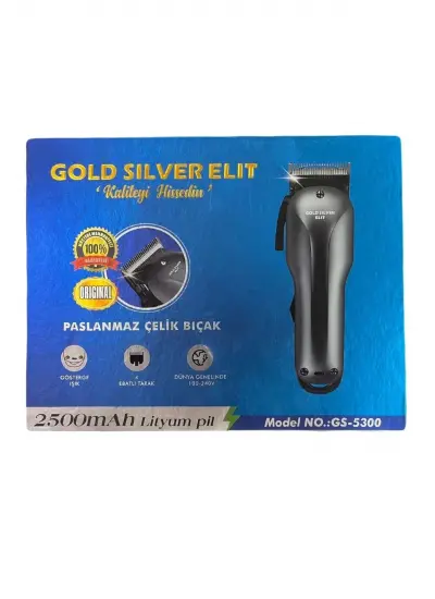 3-5 Gold Silver Elit GS-5300 Tıraş Makinesi 2 Yıl Şarjlı Gri Yok Islak ve Kuru Saç-Sakal