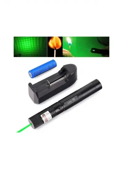 Green Laser Pointer Şarjlı Güçlü Yeşil Lazer Metal Kasa Büyük Lazer