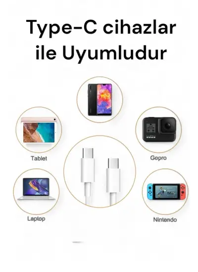 İphone 15 / 15 Plus / 15 Pro / 15 Pro Max Uyumlu Şarj Kablosu Type-c 60w Örgü Kablo