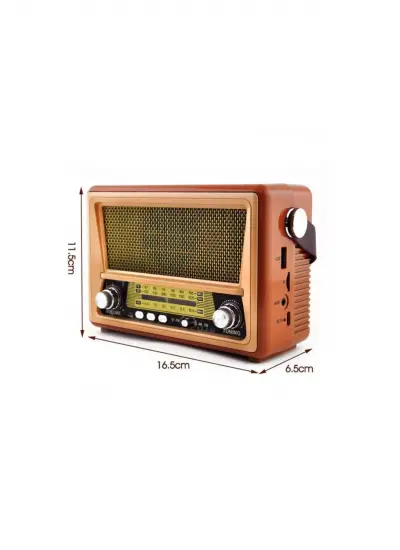 Vintage Taşınabilir Gerçek Ahşap Eskitme Görünümlü Nostajik Radyo Sw/am/fm Radyo Retro Cm-865bt