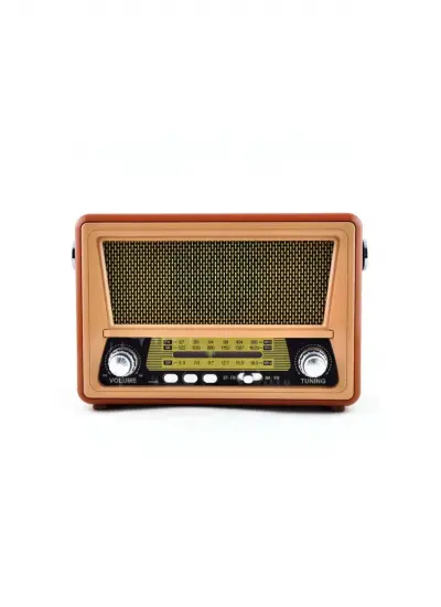 Vintage Taşınabilir Gerçek Ahşap Eskitme Görünümlü Nostajik Radyo Sw/am/fm Radyo Retro Cm-865bt