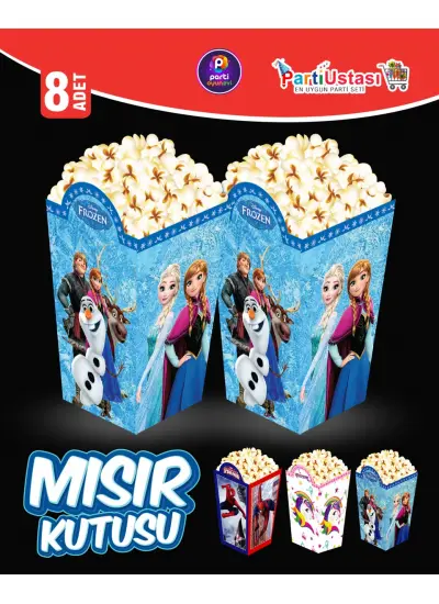 Parti Ustası Parti Oyun Evi Frozen Popcorn Mısır Kutusu 8'li