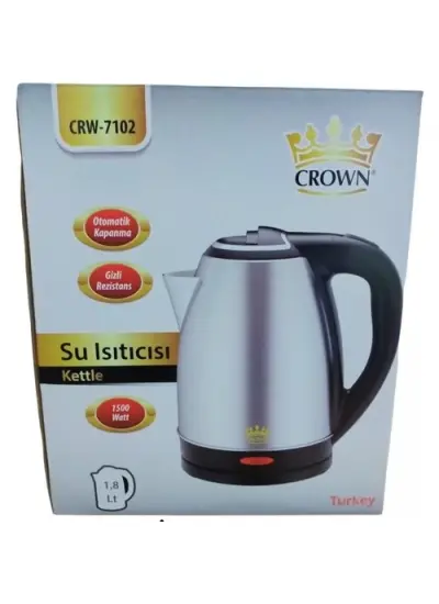 Crown Çelik Su Isıtıcı Kettle 1500W CRW-7102