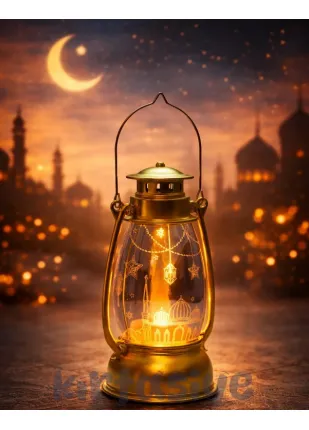 13 cm Gold Plastik Ramazan Temalı Led Fener