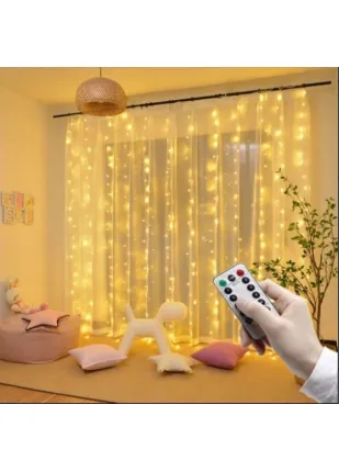 Kumandalı 8 Ayrı Moda Sahip 3mx3m ( 300 Cm X 300cm ) Perde Led Peri Led Usb