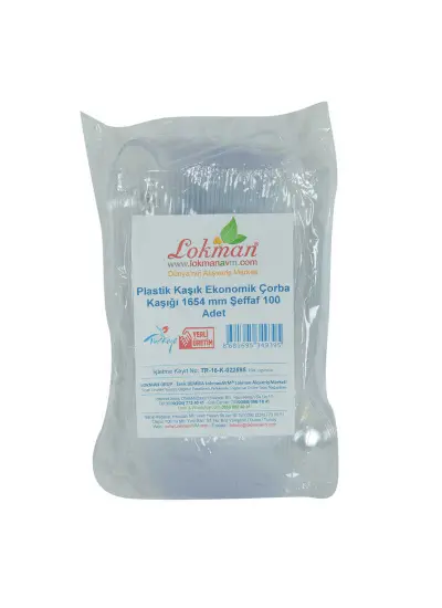 Plastik Kaşık Ekonomik Çorba Kaşığı 1654 mm Şeffaf 100 Adet 1 Paket