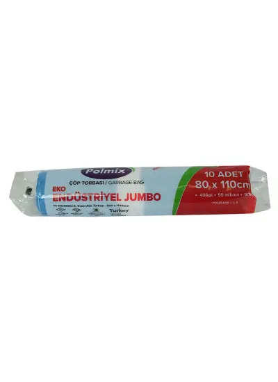 Çöp Torbası Jumbo Boy 80x110Cm 400Gr 50Mikron 90Lt Mavi Rulo 10 Adet