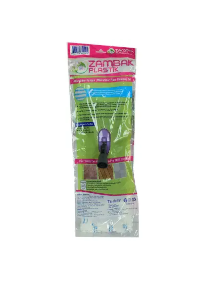 Mikrofiber Nemli Mop Paspası Plastik Aparatlı Karışık Renk 40 Cm