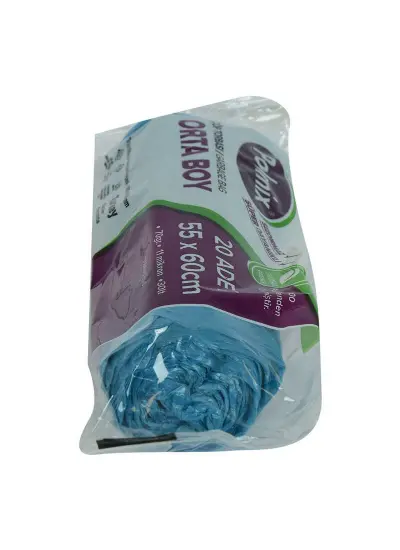 Çöp Torbası Orta Boy 55x60Cm 70Gr 11Mikron 30Lt Mavi Rulo 20 Adet