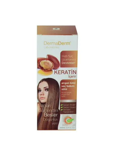 Keratinli Argan Özlü Saç Bakım Sütü Hızlı Saç Uzamasına Etkili 250 ML