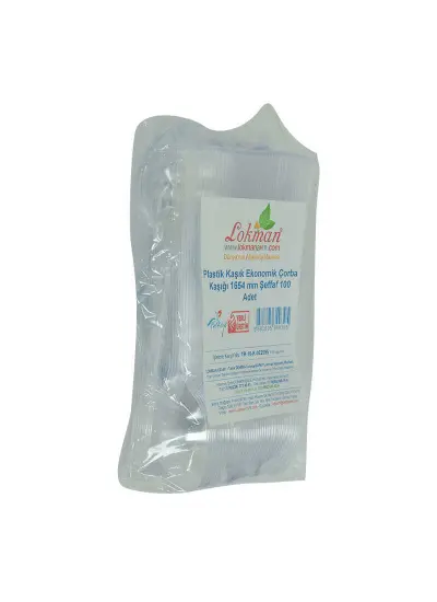 Plastik Kaşık Ekonomik Çorba Kaşığı 1654 mm Şeffaf 100 Adet 1 Paket