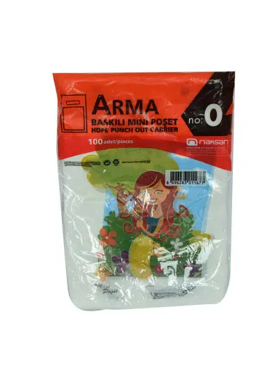 Arma Baskılı Mini Poşet Eczane Mağaza Dükkan Poşeti Karma Desen Renk 32X20 Cm 100 Adet No:0