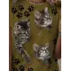 Kadın Kısa Kollu Kedi Ve Pati Baskılı Süprem T-shirt