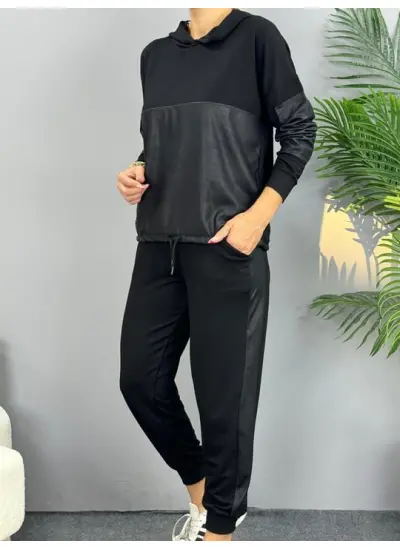 Kadın Uzun Kollu Kapüşonlu Oversize Sweat Ve Pantolon Ikili Takım