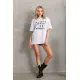 Unisex Baskılı Oversize T-Shirt - Beyaz