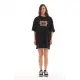 Unisex Bisiklet Yaka Baskılı Oversize T-Shirt - Siyah