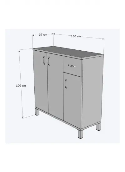 Çekmeceli 3 Kapaklı Ayakkabılık Çok Amaçlı Dolap