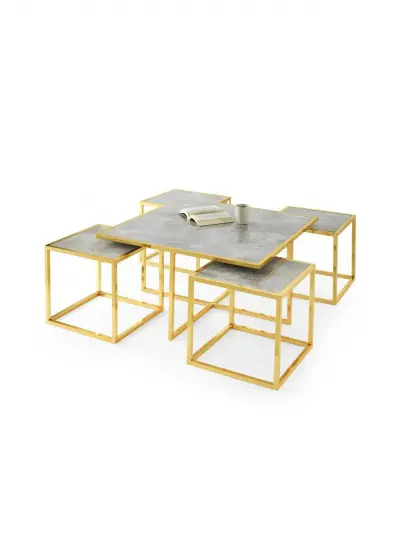 Kares 4 Zigonlu Orta Sehpa Metal Gold 90x90x47cm