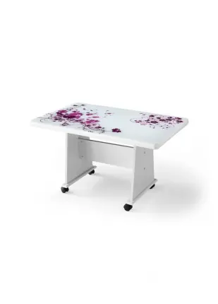 Ekonomik Tekerlekli Camlı Orta Sehpa 103x63x60 cm
