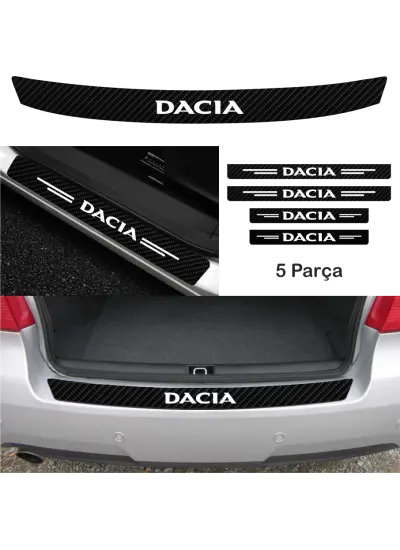 Dacia Tüm Modelleri İçin Uyumlu Aksesuar Oto Bağaj Ve Kapı Eşiği Sticker Set Karbon