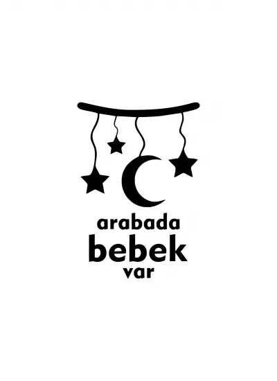 Arabada Bebek Var Ay Yıldızlı Sticker (Oto-Motor-Laptop-Duvar-Dekor) 10 x 14 cm