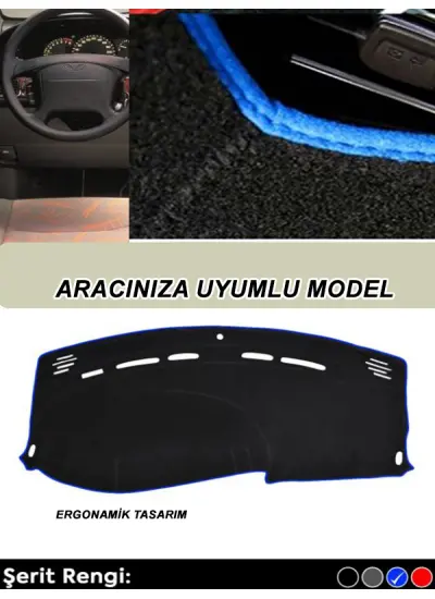 Honda Accord (2002-2007) Modeller İçin Uyumlu 3D Ön Göğüs/Torpido Koruma - Mavi Şerit