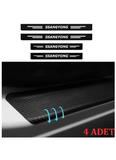 Ssangyong İçin Uyumlu Aksesuar Oto Kapı Eşiği Sticker Karbon 4 Adet