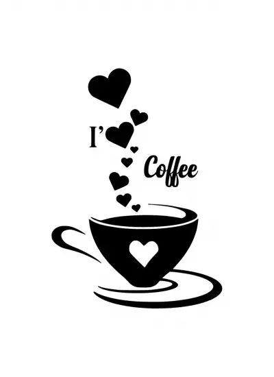 I Love Coffee Sticker (Oto-Motor-Laptop-Duvar-Dekor) 20 x 28 cm