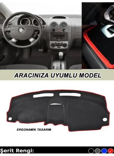 Honda Jazz 2009-2013 Modeller İçin Uyumlu 3D Ön Göğüs/Torpido Koruma - Kırmızı Şerit