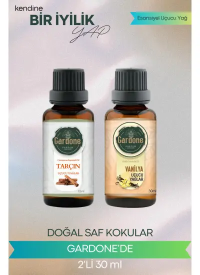 Vanilya + Tarçın (Oda Kokusu Aroma Terapi Buhurdanlık/Difüzör Yağı) Set 2 Adet x 30 ml