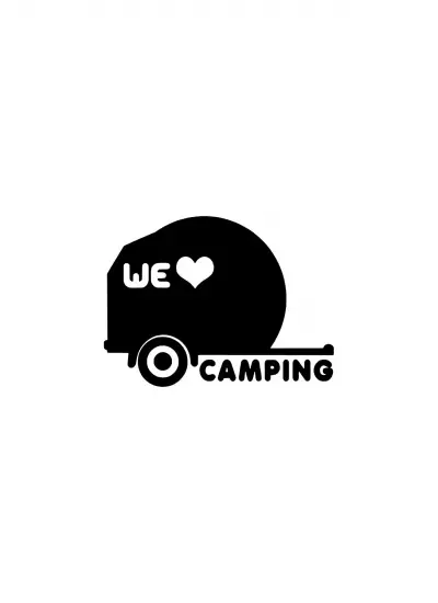 We Love Camping Sticker (Oto-Motor-Laptop-Duvar-Dekor) 20 x 14 cm