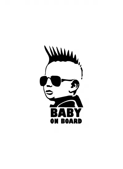 Baby on Board Punk Sticker Duvar Dekor Sticker 40 x 72 cm