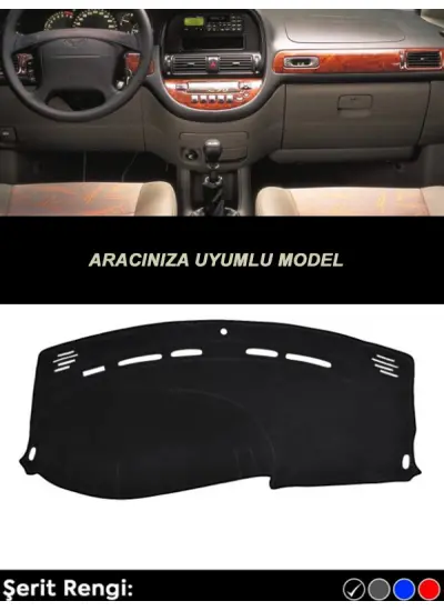 Opel Astra F (1991-1997) Modeller İçin Uyumlu 3D Ön Göğüs/Torpido Koruma - Siyah Şerit