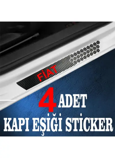 Fiat uyumlu  özel Oto Kapı eşikleri Sticker Karbon 4 Adet