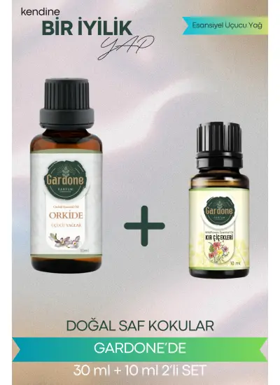 Orkide 30 ml + Kır Çiçekleri 10 ml (Oda Kokusu Aroma Terapi Buhurdanlık/Difüzör Yağı) Set 2 Adet