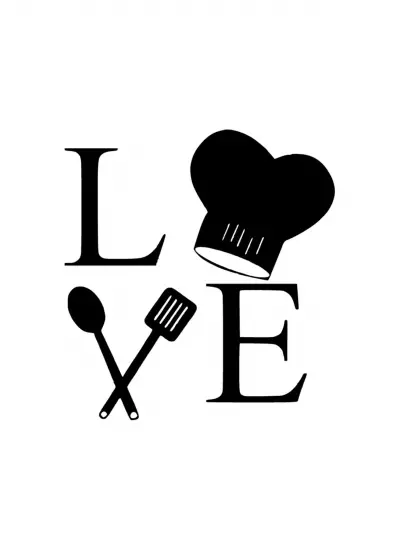 Love Cooking Sticker (Oto-Motor-Laptop-Duvar-Dekor) 10 x 11 cm