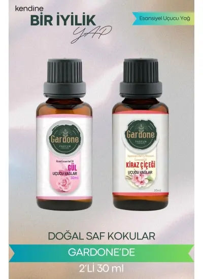 Gül + Kiraz Çiçeği (Oda Kokusu Aroma Terapi Buhurdanlık/Difüzör Yağı) Set 2 Adet x 30 ml