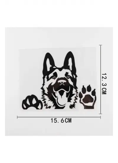 Camdan Bakan Kurt Köpeği Tasarım Oto Stickerı Siyah 12.3 x 15.6 Cm