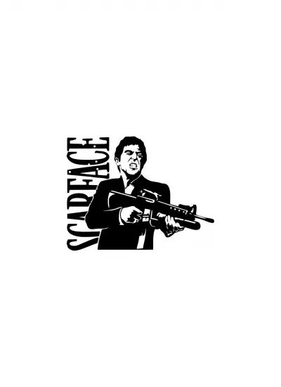 Scarface Sticker (Oto-Motor-Laptop-Duvar-Dekor) 20 x 16 cm