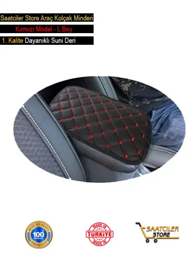 Seat Oto Modellerine Uygun Kolçak Örtüsü Capitone Süngerli Kırmızı Nakışlı