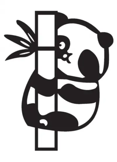 Panda Ve Bambu Duvar Dekor Sticker 40 x 52 Cm