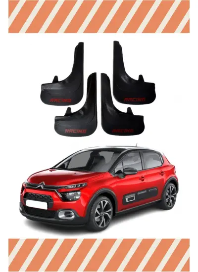 Citroen C3 2015-2022 Racing Yazılı 4Lü Tozluk Çamurluk Paçalık