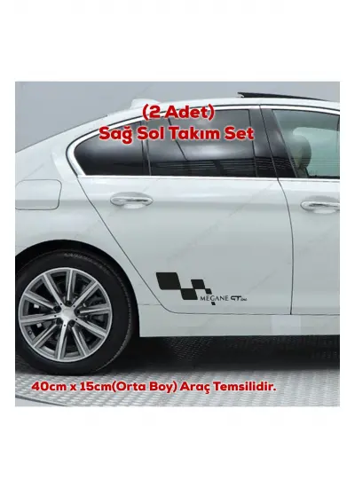 Renault Megane Gt Line Kapı Altı Sag Sol Takım Set Oto Sticker Siyah 40 x 15 Cm