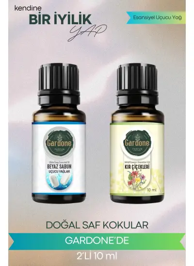 Kır Çiçekleri + Beyaz Sabun (Oda Kokusu Aroma Terapi Buhurdanlık/Difüzör Yağı) Set 2 Adet x 10 ml