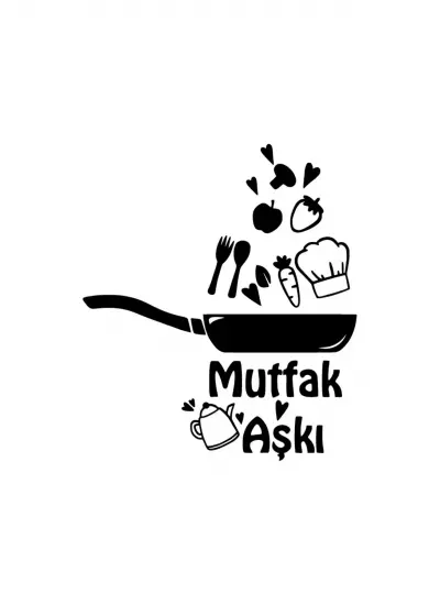 Mutfak Aşkı Sticker (Oto-Motor-Laptop-Duvar-Dekor) 10 x 11 cm